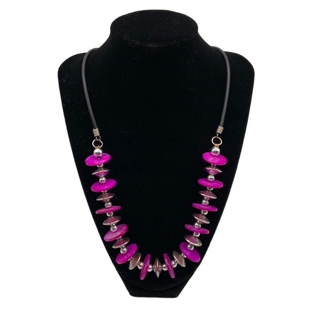 Fuchsia Coin Shell Necklace New!